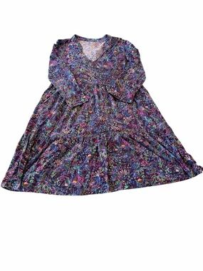 Lilly Pulitzer Alaina Swing Dress Berry Botanical 3/4 Sleeve Medium
